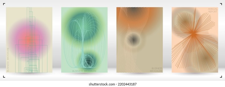 Premium Minimal Geometric Vector Poster Design with Lines and Gradient Colorful Circles. Set of Abstract Backgrounds for Covers, Flyers, Templates, Booklets, Cards, Brochures, Branding, etc.