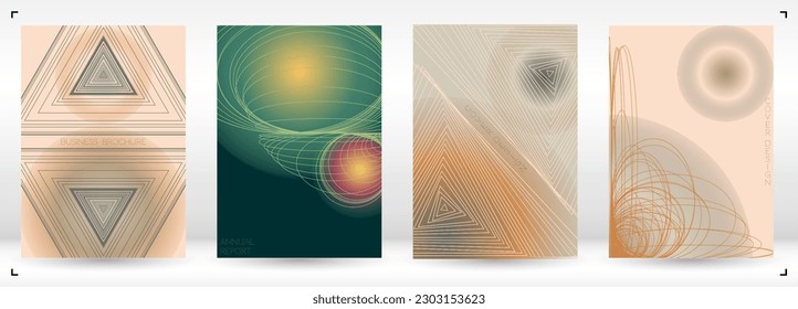 Premium Minimal Geometric Vector Poster Design with Lines and Gradient Colorful Circles. Collection of Abstract Backgrounds for Covers, Flyers, Templates, Booklets, Cards, Brochures, Branding, etc.