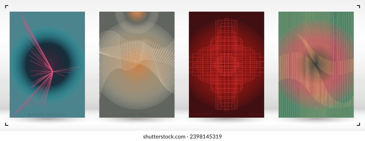 Premium Minimal Geometric Vector Poster Design with Lines and Gradient Colorful Circles. Set of Abstract Backgrounds for Covers, Flyers, Templates, Booklets, Cards, Brochures, Branding, etc.