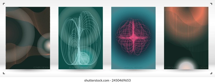 Diseño de póster de Vector geométrico mínimo de Premium con líneas y círculos de colores degradados. Colección de fondos abstractos para portadas, volantes, Plantillas, folletos, tarjetas, folletos, marcas, etc.