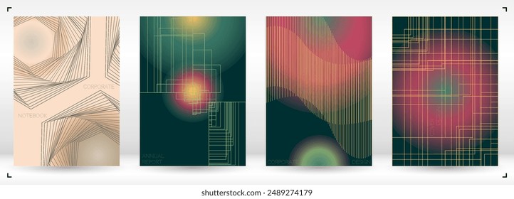 Premium Minimal Geometric Vector Poster Design with Lines and Gradient Colorful Circles. Collection of Abstract Backgrounds for Covers, Flyers, Templates, Booklets, Cards, Brochures, Branding, etc.