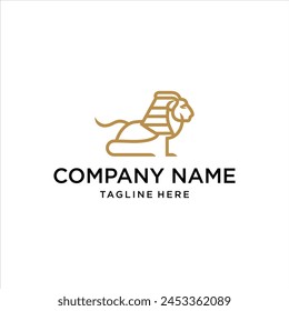 premium minimal illustration lion Mythical Creature Emblem mascot Logo Design Vector Line, design inspiration.