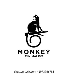 premium minimalism monkey vector logo icon illustration design isolated background