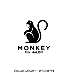 premium minimalism monkey vector logo icon illustration design isolated background