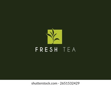 Premium and minimalist leaf tea logo design. Premium quality organic tea leaf logo design. Logo for business, badge, herbal, and cafe.