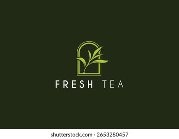 Premium y diseño minimalista del logotipo del té de hoja. Diseño de logotipo de hoja de té orgánico de calidad Premium. Logotipo para negocios, insignia, hierbas y café.