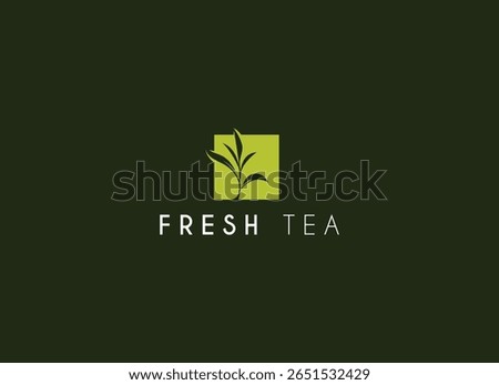 Premium and minimalist leaf tea logo design. Premium quality organic tea leaf logo design. Logo for business, badge, herbal, and cafe.