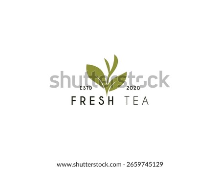 Premium and minimalist leaf tea logo design. Premium quality organic tea leaf logo design. Logo for business, badge, herbal, and cafe.