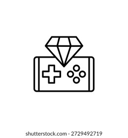 Ícone de estrutura de tópicos da experiência em jogos móveis Premium com Diamond Gem e