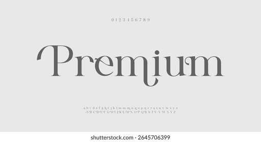 Logotipo de fonte com letras do alfabeto moderno Premium. Tipografia de luxo clássico lettering serif italic fontes casamento vintage retro logos. ilustração vetorial 
