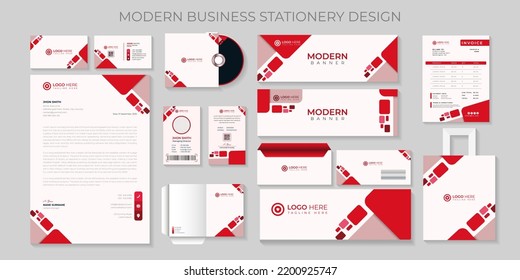 Premium Modern corporate Luxury Business stationery set template with Red color Vector file.