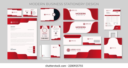 Premium Modern corporate Luxury Business stationery set template with Red color Vector file.