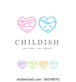 PREMIUM MODERN LOGO DESIGN OF A HEART SHAPED BOY AND GIRL