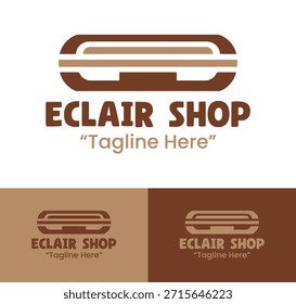 Un logotipo de éclair moderno de primera calidad diseñado para tiendas de pastelería y tiendas de postres de lujo.