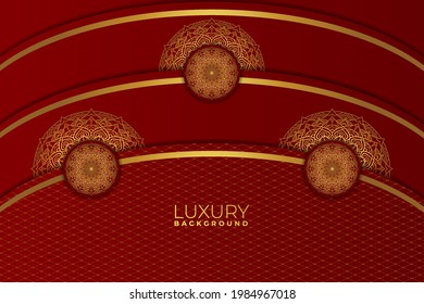 Premium Modern Luxury Maroon And Gold With Overlapped Layer Mandala Background