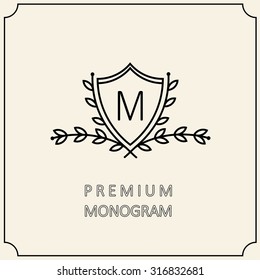 Premium Modern Monogram, Emblem, Logo With A Laurel Wreath