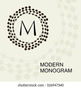 Premium Modern monogram, emblem, logo with a Conceptual wreath spiral