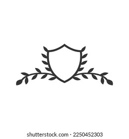 Premium Modern monogram, emblem. Shield logo with a laurel wreath
