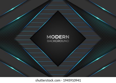 Fondo azul cuadrado realista moderno premium con brillo en la oscuridad