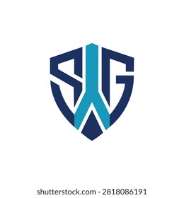 A premium modern shield logo featuring the initials SWG with a clean geometric lettermark and professional blue color palette. Perfect for corporate branding, security, technology, sports teams, startups, and business identity.