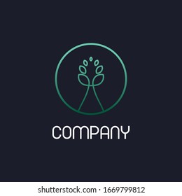 Premium modern and simple tree line logo with gradient color for nature environment company business