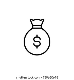 Premium moneybag icon or logo in line style. High quality sign and symbol on a white background. Vector outline pictogram for infographic, web design and app development.