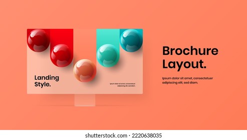 Premium monitor mockup banner template. Creative site design vector concept.