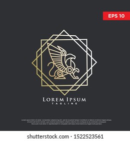 premium mono line griffin logo. luxurious icon, template design