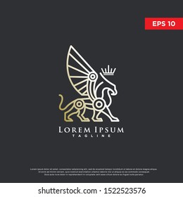 premium mono line griffin logo. luxurious icon, template design