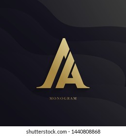 premium monogram AA letter logo with luxury gold and black background