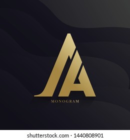 premium monogram AA letter logo with luxury gold and black background