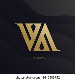 premium monogram AA letter logo with luxury gold and black background