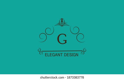 Premium monogram design with decorative letter G. Emblem for business symbol, greeting cards, invitations, menus, labels, heraldry. Graphic page design.