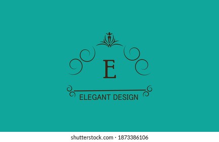 Premium monogram design with decorative letter E. Emblem for business symbol, greeting cards, invitations, menus, labels, heraldry. Graphic page design.