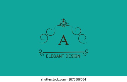 Diseño monograma premium con letra decorativa A. Emblema para símbolo de negocio, tarjetas de felicitación, invitaciones, menús, etiquetas, heraldry. Diseño gráfico de páginas.