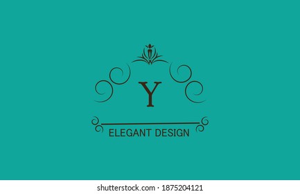 Premium monogram design with decorative letter Y. Emblem for business symbol, greeting cards, invitations, menus, labels, heraldry. Graphic page design.