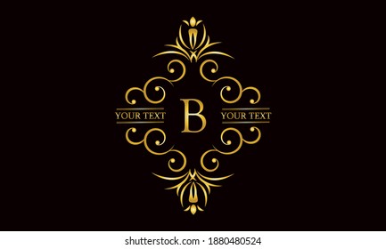 Premium monogram design with letter B. Exquisite gold logo on a dark background for a symbol of business, restaurant, boutique, hotel, jewelry, invitations, menus, labels, fashion.