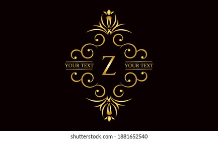 Premium monogram design with letter Z. Exquisite gold logo on a dark background for a symbol of business, restaurant, boutique, hotel, jewelry, invitations, menus, labels, fashion.