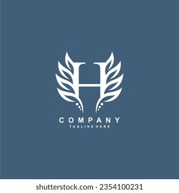 Premium monogram H initial letter logo design with luxury floral and leaf abc type logo. H icon, modern vintage nature illustration. suitable for logos of beauty, business, company, brand, boutique 