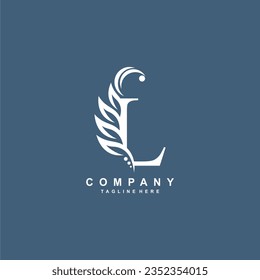 Premium monogram L initial letter logo design with luxury floral and leaf abc type logo. L icon, modern vintage nature illustration. suitable for logos of beauty, business, company, brand, boutique 