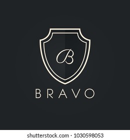Premium monogram letter B initials ornate signature logotype. Elegant crest logo icon vector design. Luxury shield sign Logo template