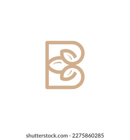 Premium monogram letter B initials logo. Universal symbol icon vector design. Luxury abc leaf logotype.