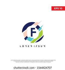 Premium monogram letter f initials logo. Technology symbol icon vector design. abstract abc circle logotype.