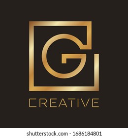 Logotipo de las iniciales G de la letra en monograma Premium. Diseño vectorial de icono de símbolo universal. Oro de color ocroma de lujo