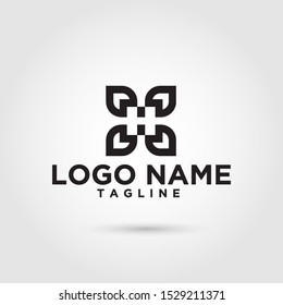 Premium monogram letter H initials logo. Universal symbol icon vector design. Luxury abc leaf logotype. - Vector