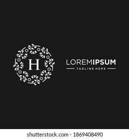 Premium monogram letter H initials logo. Universal symbol icon vector design. Luxury leaf logotype.
