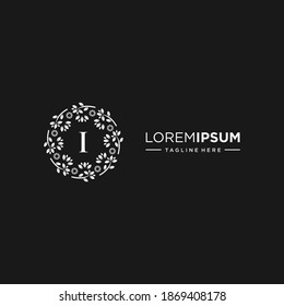 Premium monogram letter I initials logo. Universal symbol icon vector design. Luxury leaf logotype.