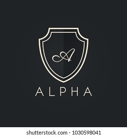 Premium monogram letter A initials ornate signature logotype. Elegant crest logo icon vector design. Luxury shield sign Logo template