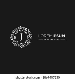 Premium monogram letter J initials logo. Universal symbol icon vector design. Luxury leaf logotype.