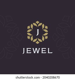 Premium monogram letter J initials logo. Universal symbol icon design. Luxury abc leaf logotype.